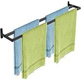 Double Towel Bar, 32 Inch Towel Racks for Bathroom, Stainless Steel Bathroom Towel Holder, Towel Rack Wall Mounted Towel Hanger Towel Rod, Matte Black