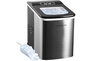 Frigidaire Compact Countertop Ice Maker, Makes 26 Lbs. of Bullet Shaped Ice Cubes Per Day, Silver Stainless