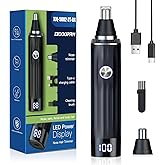 Ginity LED Display Ear and Nose Hair Trimmer Clipper for Men Women,2025 Rechargeable 2 in 1 Professional Painless Eyebrow & Facial Hair Trimmer with Powerful Motor