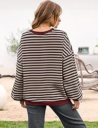 UEU Womens Striped Shirt Casual Long Sleeve