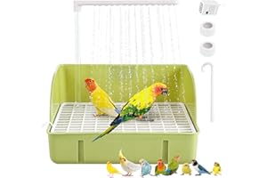 DINTSTYLE Parrot Bathtub, Large Bird Shower Fountain, Automatic Bird Bath, Parrot Bath Shower, Automatic Parrot Bathtub with Circulating Faucet, Indoor Fountain Bathtub with USB Pump, Green