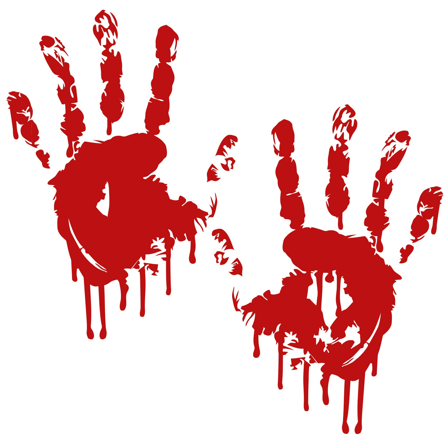 2 bloody hands of Finest-Folia, 22 cm each, blood trace sticker, bumper sticker, windscreen sticker