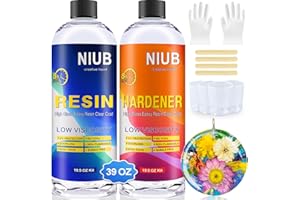 NIUB Resin Kit, 39Oz Epoxy Resin Kit for Resin Jewelry Making, Art, Craft, Riverbed - UV Resistant and Food Safe Epoxy Crystal Clear Resin Kit with Resin and Hardener for Beginner