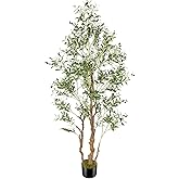 OXLLXO 7.2ft Artificial Olive Tree (85in) with Plastic Nursery Pot Faux Olive Silk Tree, Fruits Fake Plant for Office House Farmhouse Living Room Home Decor (Indoor/Outdoor)