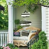 Wind Spinners Outdoor – Colorful Garden Wind Spinners & Yard Decorations, Outside Wind Chimes for Garden Decor, Birthday Gifts for Women (Helicoid-Silver, 7.8 inch)