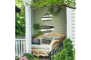 COSYCORNER Wind Spinners Outdoor – Colorful Garden Wind Spinners & Yard Decorations, Outside Wind Chimes for Garden Decor, Birthday Gifts for Women (Helicoid-Silver, 7.8 inch)
