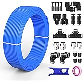 CNZG PNEU 1/2 Air line,1/2 inch OD Air Hose Kit,Airline Tubing Repair Kit Compressor Tube with Push to Connectors Fittings(Blue-32.8FT/10M)