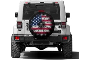 Delerain Spare Tire Cover with Backup Camera Hole USA Flag Flower Wheel Covers Waterproof Dust-Proof UV Sun Universal Fit for RV Trailer RV SUV Truck (18 Inch for Diameter 32"-34")