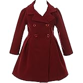 BluNight Collection Girls Dress Coat Long Sleeve Button Pocket Long Winter Coat Outerwear 2-14