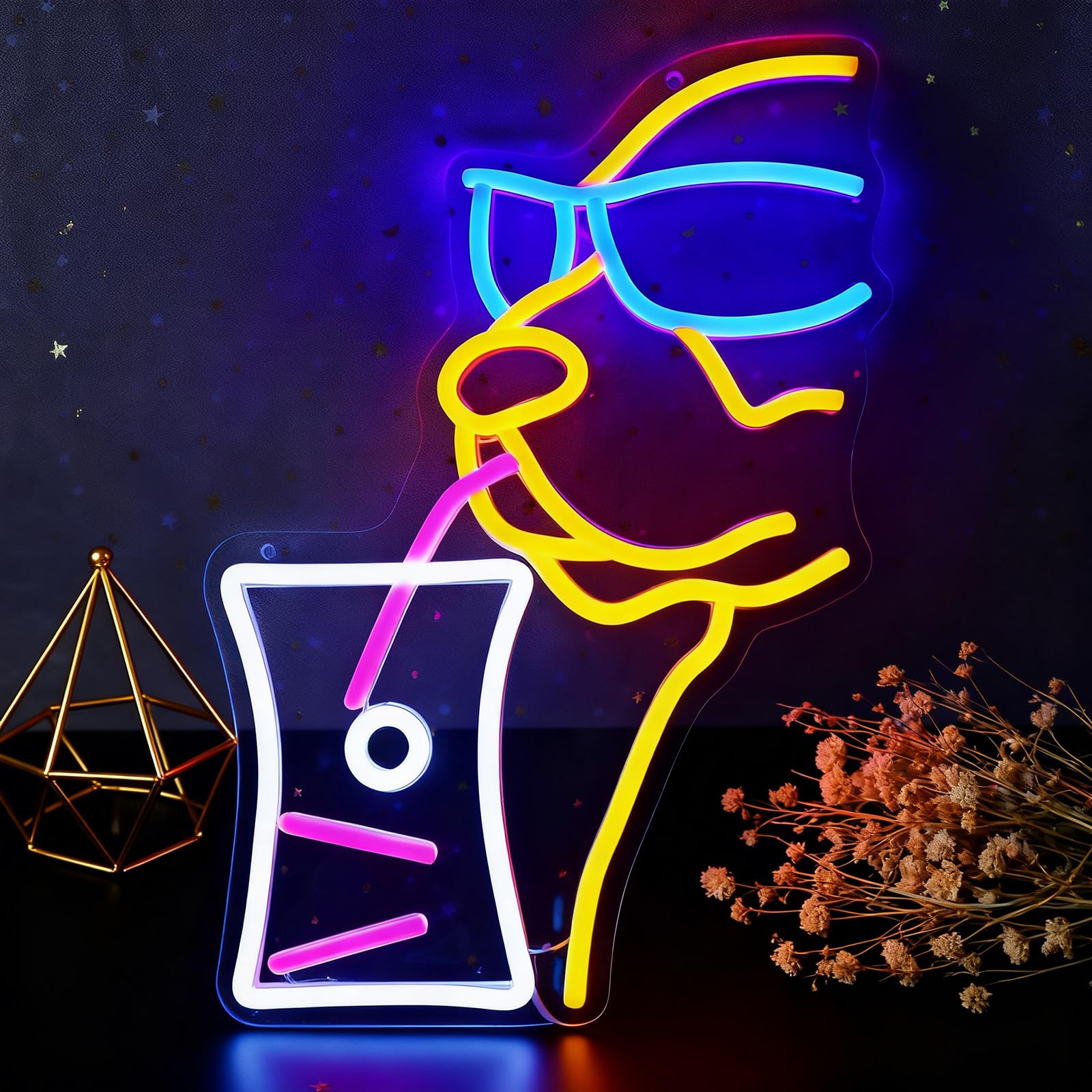 Photo 1 of "Sippin' Golden" Retriever Neon Light - USB-Powered Adjustable Dog Lover Wall Art with 6.2ft Cord, Acrylic LED Decor for Bedroom, Bar & Pet-Themed Spaces?13.7"x9.8"?