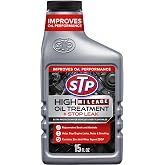STP High Mileage Oil Treatment + Stop Leak, Improves Car Oil, 15 Fl Oz | High Mileage Oil Treatment, Helps Stop Engine Leaks, Rejuvenates Seals &amp; Gaskets, For Vehicles Over 75K Miles
