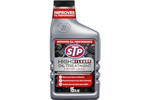STP High Mileage Oil Treatment + Stop Leak Engine Oil Additive, 15 fl oz, Contains ZDDP Anti-Wear Agent to Fight Friction, Re