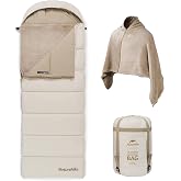 Naturehike Convertible Sleeping Bag for Adults, Detachable Flannel Liner, Splicable into Double Sleeping Bag, Convert to Shawl Blanket for Camping Hiking Home Office