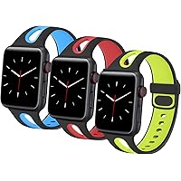 Menika Sport Band Compatible with Apple Watch 38mm 40mm 42mm 44mm Breathable Soft Silicone Replacement Wristband for…