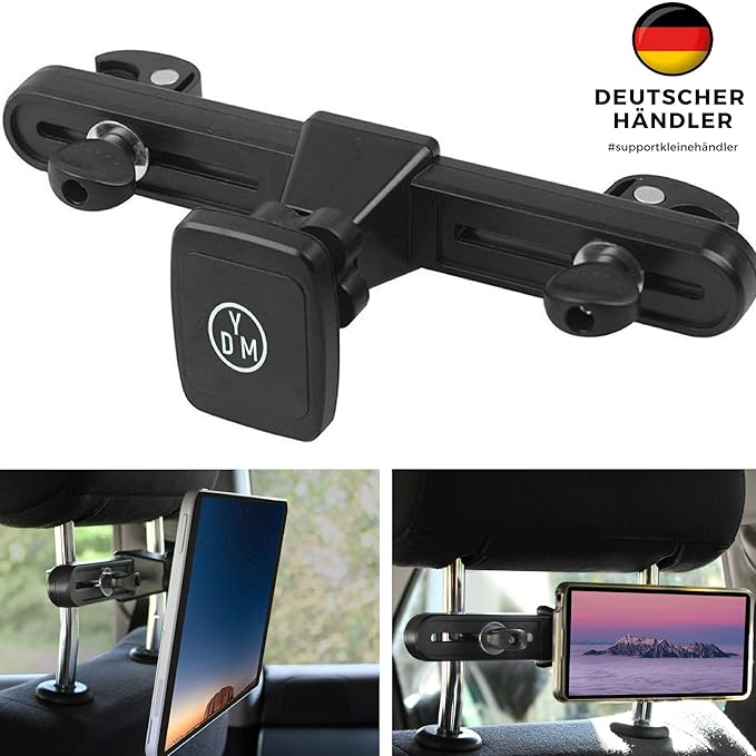 Magnet Tablet Halterung für die Kopfstütze, kompatibel bis einschließlich 13 Zoll, Kfz Tablet Halterung, Tablet Halterung Aut