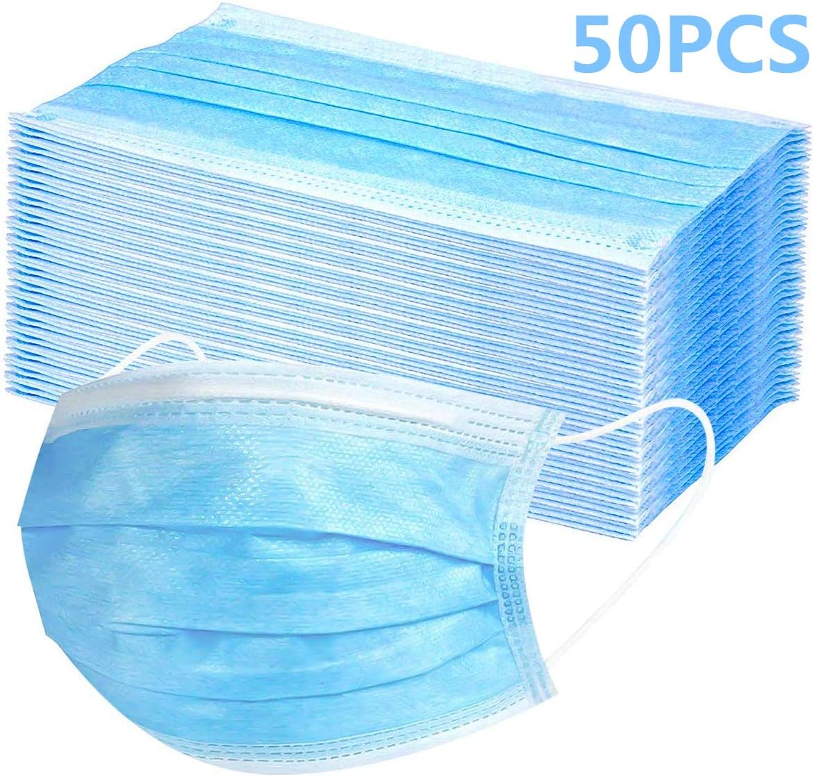 Facial Masks,Thick 3-Ply Medical Masks with Elastic Ear Loop,Breathable Non-woven Dust Filter Face Mask (10PCS)
