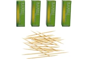 BLUE TOP Bamboo Toothpick 2000pcs Packed by 20 boxes Round Sturdy Double-Side Point BambooToothpick for Teeth Food Pick for A
