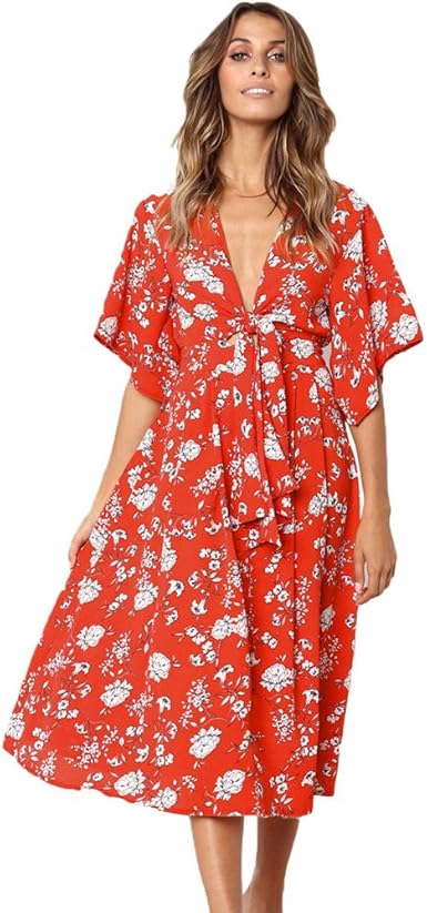 v neck beach dress