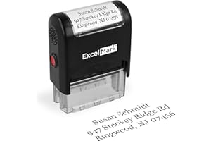 ExcelMark Custom Stamp – Clear & Crisp Impressions – Personalized Self-Inking Rubber Stamp – Use for Address Stamp and More (