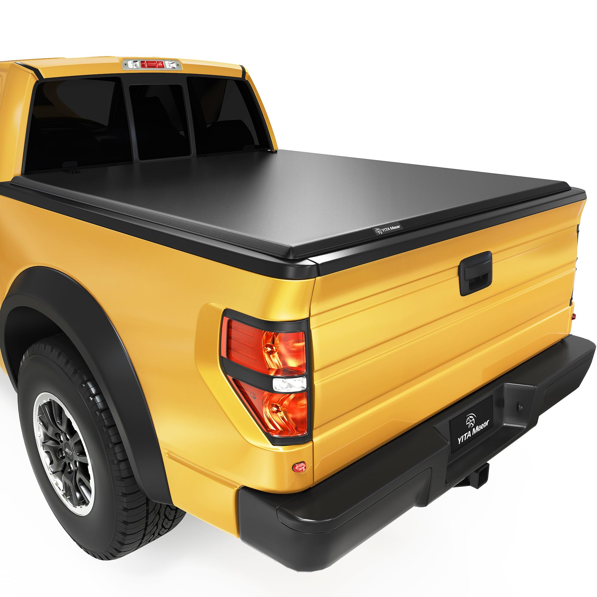 YITAMOTOR Soft Quad Fold Truck Bed Tonneau Cover Compatible with 2009-2014 Ford F150 F-150, Styleside 5.5 ft Bed Image