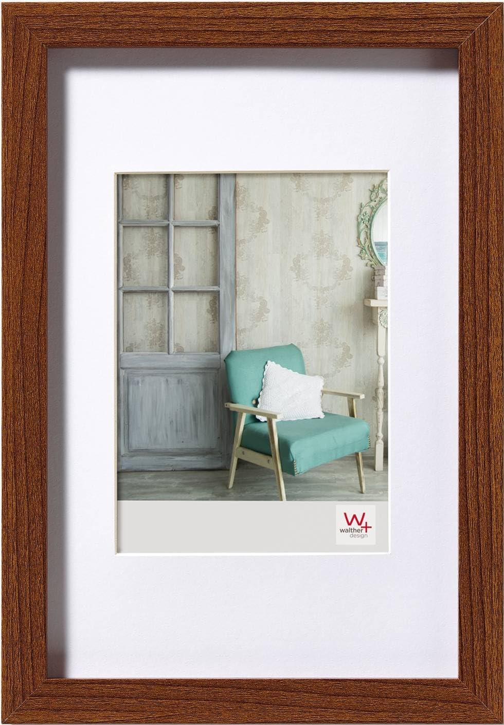 walther design Picture Frame Walnut 30 x 40 cm Genuine Glass Stockholm Wooden Frame EA040N