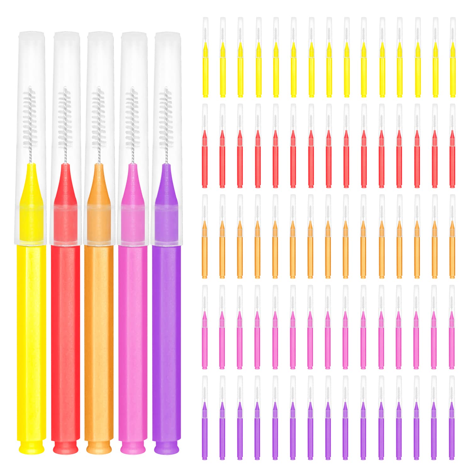Photo 1 of EasyHonor Braces Brush for Cleaner Interdental Brush Toothpick Dental Tooth Flossing Head Oral Dental Hygiene Flosser Toothpick Cleaners Tooth Cleaning Tool (5 Warm Colors,75pcs)