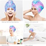 WUBAYI 2 Pack Microfiber Hair Towels Quick Dry Ultra Absorbent Mermaid Print view 4