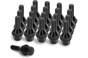 KSP PERFORMANCE KSP M12x1.25 Wheel Lug Bolts for 2018-2024 Je/ep Renegade Cherokee Compass Dodge Dart, 19mm Hex 28mm Shank Length One-Piece Lugbolts, 20pcs Factory Wheel Bolts Replace OE#6509933AA 611-005 Black