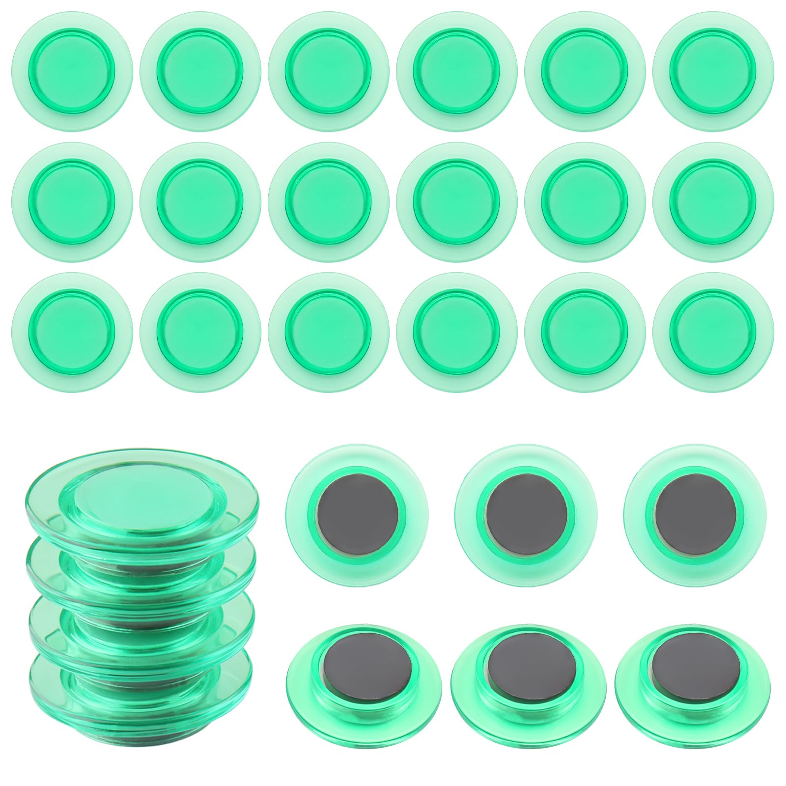 ZDZBLX Strong Fridge Magnets – 28 Pack Small Heavy Duty Magnets, Clear Mini Round Magnets for Whiteboard, Refrigerator, Notice Board & Crafts – Cute Magnet for Home Office & School (Transparent,Green)