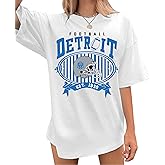Football Shirts for Women Oversized Football Team Fan Tshirts Game Day Tee Tops Casual Sport Outfits