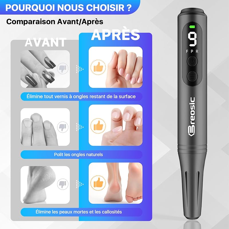Ponceuse pour Ongles Professionnel Lime à Ongle Électrique Grise — photo 4 sur 8