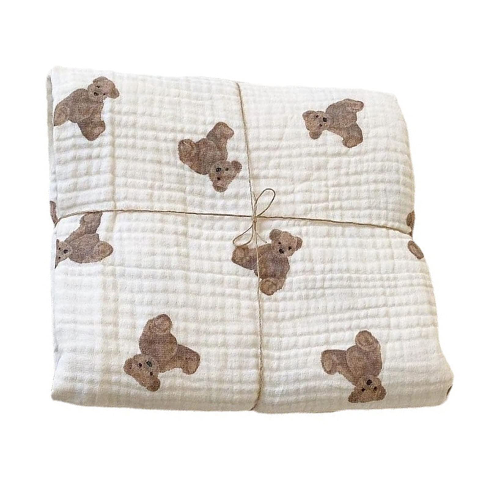 Yissone Baby Muslin Blanket, Toddler Bear Print Dual Layer Cotton Yarn Blanket, Stroller Blanket (90 * 130CM)