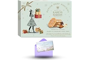 Karens Bakery Danish Puff Pastry Cookies- Holiday Assorted Flavors - Vanilla - Cinnamon- Chocolate Hazelnut - Bundled with Infinite Abundance Gift Card