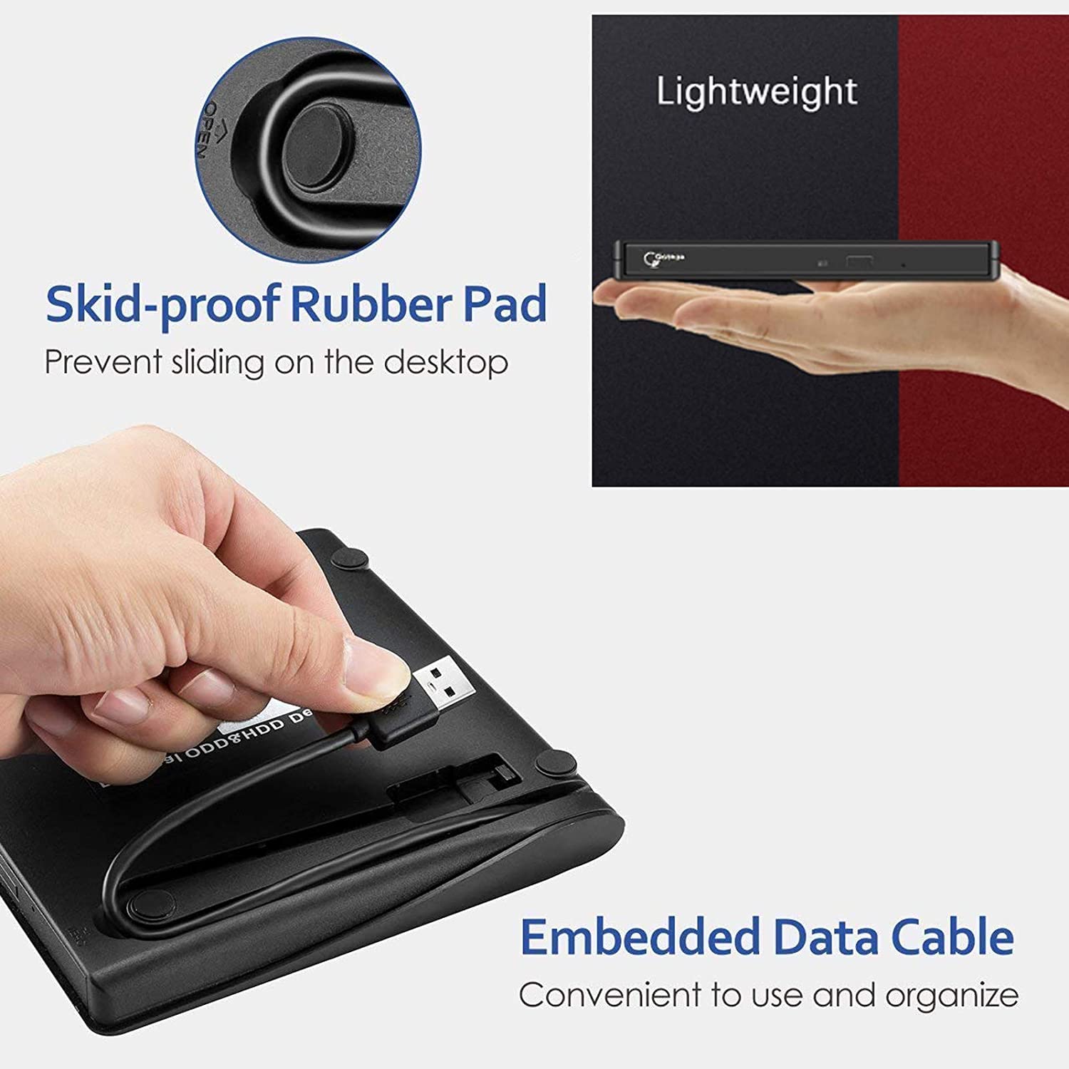 Gotega External DVD Drive, USB 3.0 Portable +/RW , DVD Player For CD