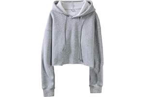 Amazhiyu Women's Cropped Hoodies Long Sleeves Fleece Crop Top Sweatshirt with Hooded