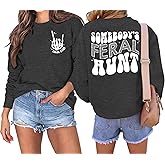 CAZYCHILD Auntie Sweatshirt Aunt Cewneck Sweatshirts for Women: Somebody's Feral Cool Aunt Era Shirt Best Aunt Ever Gifts