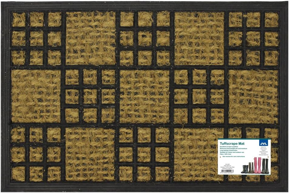 JVL Coir Coconut Rubber PVC Entrance Door Mat, 40 x 60 cm, Brown - Image 3
