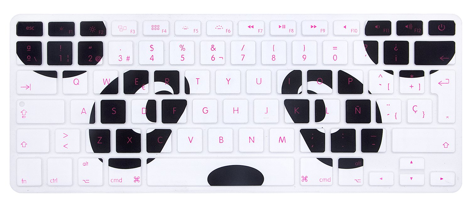 MMDW EU/UK Spanish Language Keyboard Cover for Macbook Pro 13,15 (with or without Retina Display,2015 or Older Version) for Macbook Old Air 13 Inch European/ISO Keyboard Layout Silicone Skin-panda