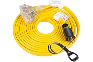 25 Feet Heavy Duty Generator Adapter Extension Cord,Generator Locking Cord,NEMA L14-30P to Four 5-20R, 4 Prong 10 Gauge Flat Generator Cable,125/250V 30Amp 7500 Watts Yodotek