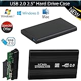 Black 2.5 Inch USB 2.0 Hard Drive Disk HDD External Enclosure Case with USB 2.0 Cable Aluminum Case Laptop PC UK