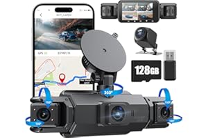 GLORYES 360 Dash Cam Front and Rear,4 Channel Dash Cam 2025,2.5K+1080Px3 Dash Camera for Cars 24/7 Night Vision,360 Car Camera Built-in GPS,5G WiFi,Loop Recording,Parking Mode Free 128GB Card