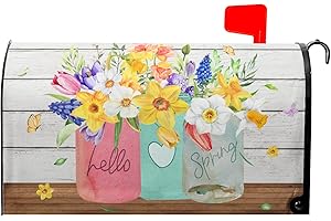 Spring Floral Welcome Mailbox Cover - Magnetic, 21"x18" Garden Decor
