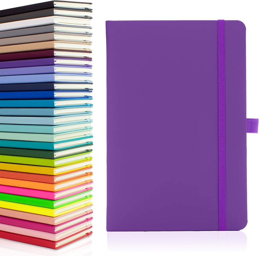 Notes London Eco A5 Notebook Purple - Lined Pages, Pen Loop, Pocket