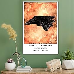 North Carolina United States Map Poster, North