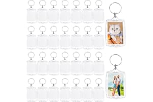 Baaxxango 30 pcs Acrylic Photo Frame Keyring,2.16 x 1.5 Inch/5.5 x 4 cm Personalized Keychains,Clear Picture Keychain as Gift,Suit for Artwork