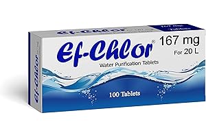 Ef-Chlor Water Purification Tablets/Drops (167 mg - 100 Tablets) - Potable Water Treatment for Emergencies, Survival, Travel,