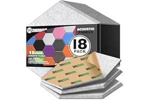 ZHERMAO 18 Pack Sound Proof Foam Panels for Walls, 12"X10"X 0.4" Self Adhesive Acoustic Panels, High-Density Soundproof Wall Panels Eco-Friendly, Sound Panels for Recording Studio, Home & Office (Grey)