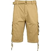 Mens Cotton Belted Cargo Shorts Vintage Distressed Jetlag Lounge Sizes 30-48 NWT