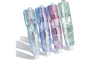 HOPESEER White Retractable Correction Tape, 4PCS Correction Dispensers Pre-Loaded, Cute Pull-Out Pen-Shaped Applicator, Anti-Break Tape for Office Supplies (Transparent, Green, Pink, Purple)