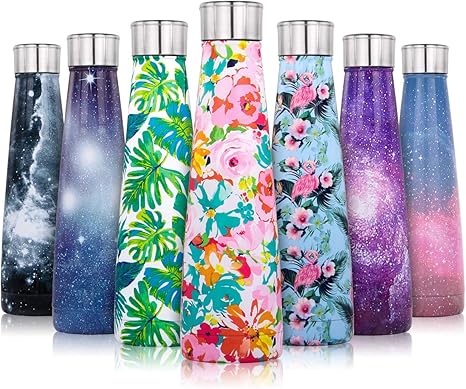 Lalafancy 450ml Thermos Gourde Bouteille Deau En Acier Inoxydable Isolée Double Paroi Bouteilles Isothermes Froid 24h Ou Chaud 12h Réutilisable